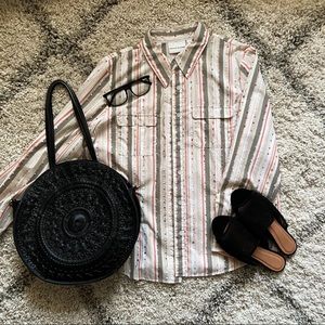 Fun, striped, business casual dress shirt!